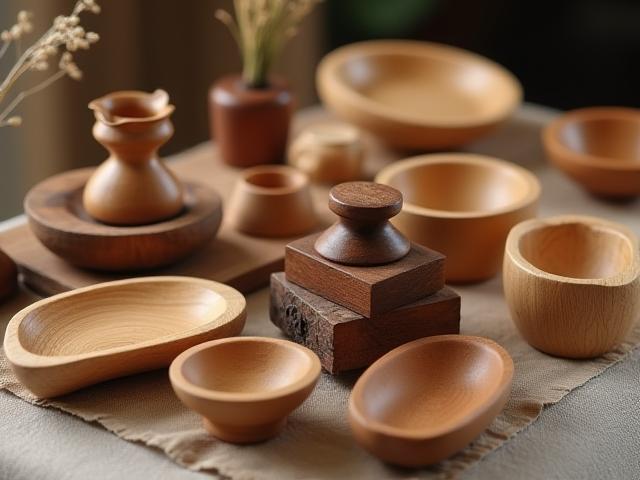 手彫りの木製アクセサリー